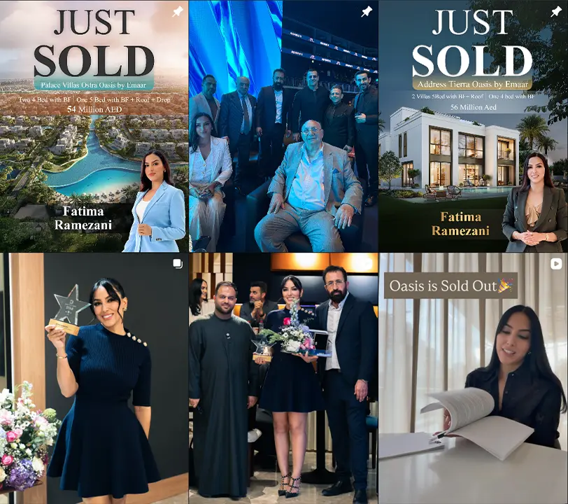 پستهای اینستاگرام فاطیما رمضانی مشاور املاک ایرانی در دبی