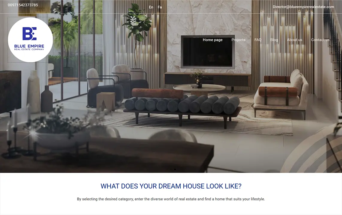 وبسایت ریل استیت ایرانی بلو امپایر در دبی